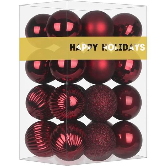 Maroon 1.6" Small Christmas Balls Christmas Tree Decoration Ornaments - Picture 1 of 6